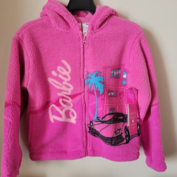 Barbie Other - NEW Pink Barbie Plush Hooded Girls Jacket - Size 7/8